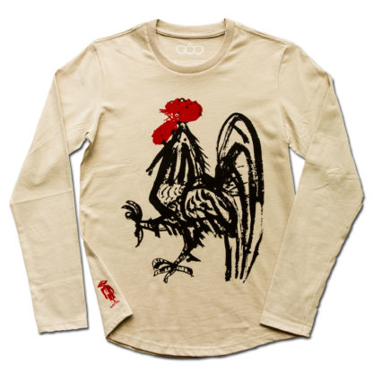 Rooster Beige Long Sleeve T-Shirt